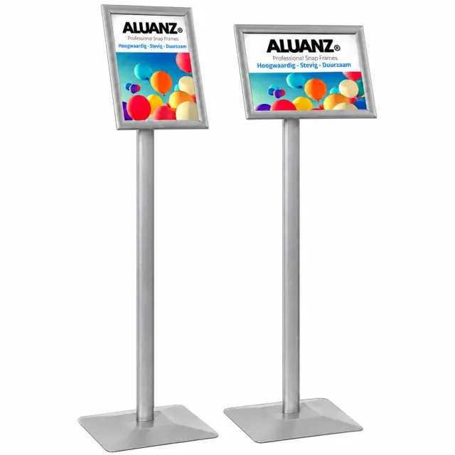 Aluanz Infostandaard A3 formaat kliklijst ZILVER ALUANZ - incl beschermfolie - Informatiestandaard infodisplay verwijsbord infostand menubord
