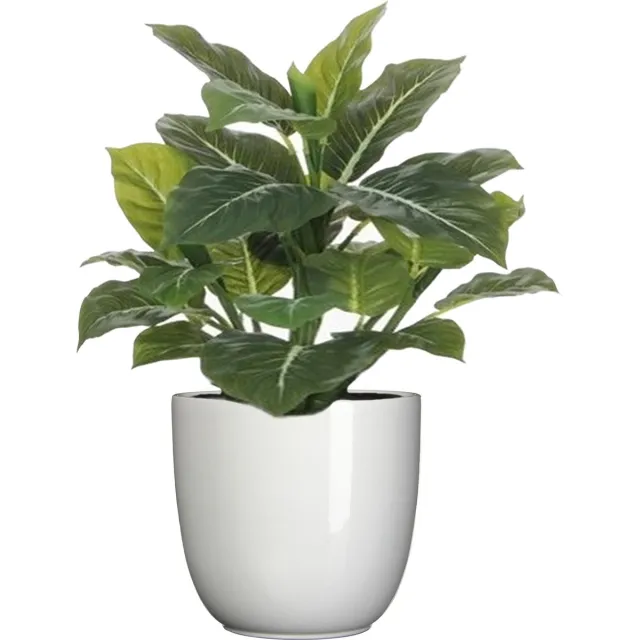 Mica Decorations Kunstplant Philodendron - groen - 49 cm - in bloempot - wit - D14.5 cm - complete set