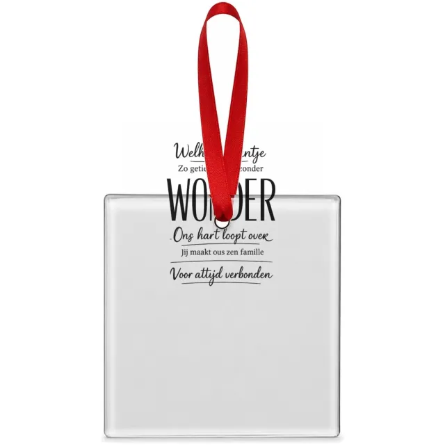 Mr Cadeautjes Glazen tegel vierkant 7,6 cm - design Een warme familieboodschap met één krachtwoord als visuele b | cadeau Wit
