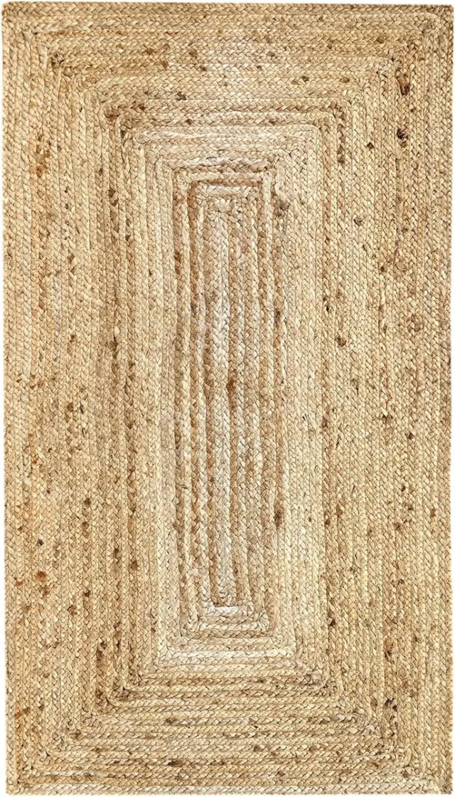 Famanu Vloerkleed Van Jute, Tapijt Alhambra Natuurlijk, Tapijt Van Jute, Handgeweven, Vloerkleed Voor Woonkamer, Slaapkamer, Eetkamer, Gang, Ingang - (150x80cm)