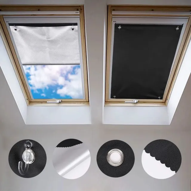 Ibenzoa Zilveren Thermo Rolgordijn voor Velux Ramen - Duurzaam & Effectief zwart