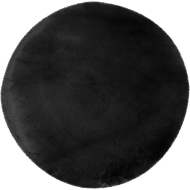 Dutch XXL Rond Fluffy Vloerkleed | Tapijt | Heaven | Uni | Zwart | 120x120 cm