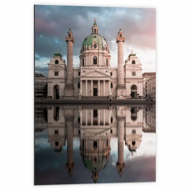 KuijsFotoprint Dibond - Gebouw in Resselpark - Wenen - 60x90cm Foto op Aluminium (Met Ophangsysteem) Blauw