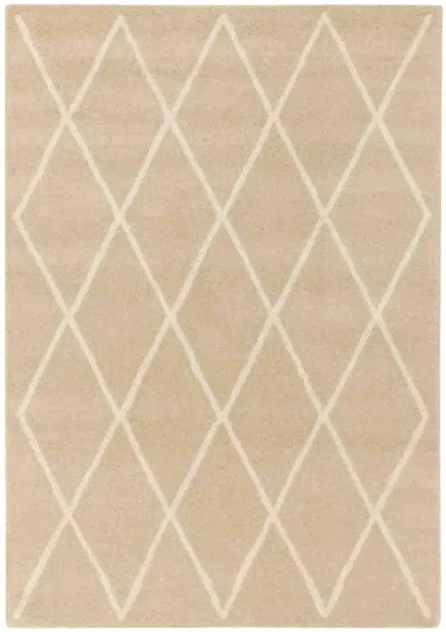 Eazy Living Easy Living - Albany-Diamond-Sand Vloerkleed - 160x230 cm - Rechthoekig - Laagpolig Tapijt - Landelijk, Scandinavisch - Beige