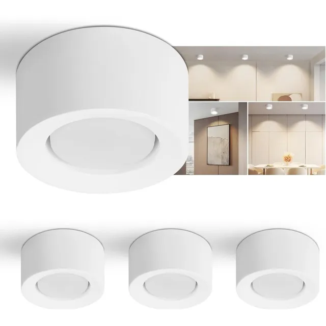NETTLIFE Plafondlamp – 4 Stuks - Wit - GX53 Fitting - 1-Lichts - met Gips Lampkap - rond - Moderne Opbouwspot - voor Gang | Slaapkamer | Woonkamer – Zonder Lichtborn - Max.10W