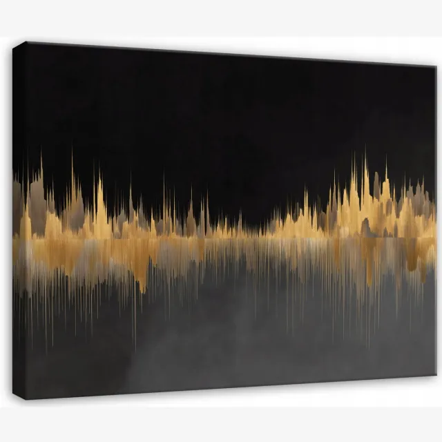 WALLARENA Schilderij op canvas - 120x80 cm - abstract gouden glamour patroon - Geschikt voor slaapkamer, woonkamer, keuken Veelkleurig