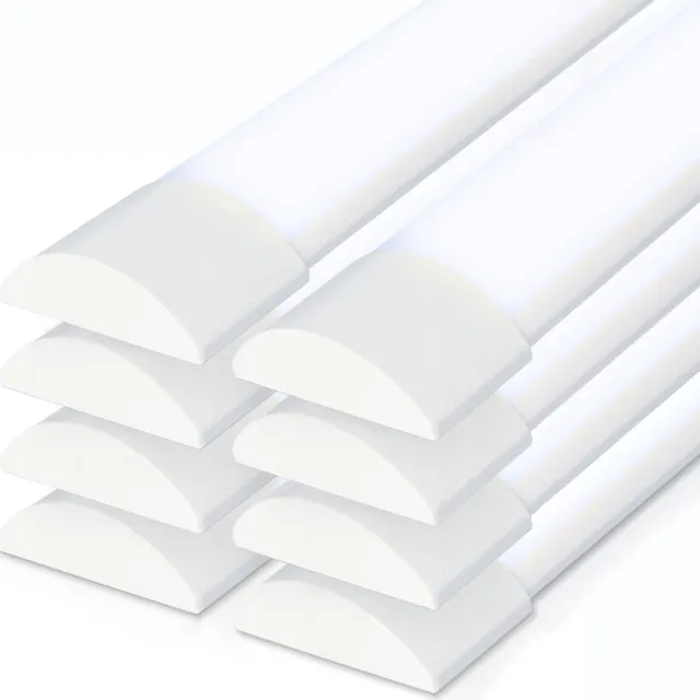 HOFTRONIC Set van 8 LED Batten rechthoek – 60 cm – 20W 2400 lumen – Daglicht wit 6400K – Flikkervrij – Polycarbonaat – IP20 – Niet dimbaar – Onderbouwverlichting
