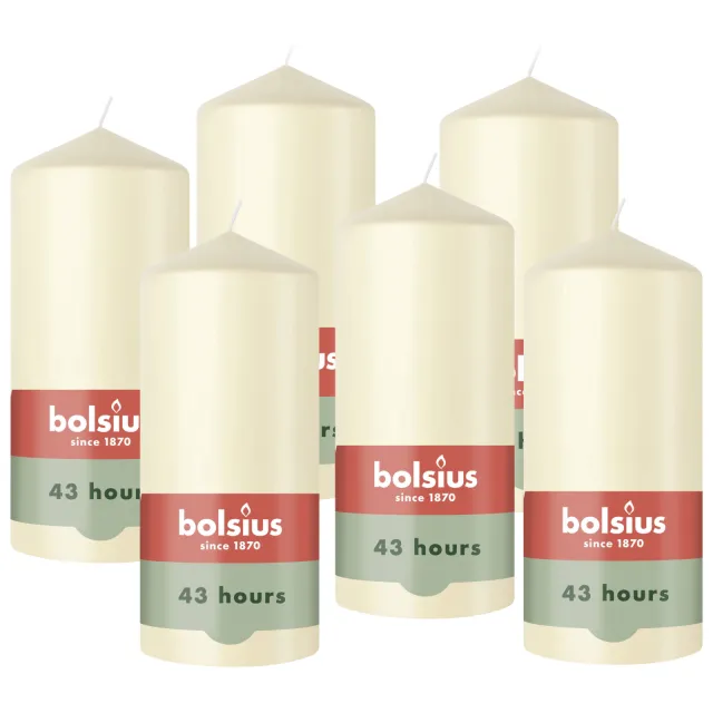 Bolsius gladde stompkaars (Ø6,8x13 cm) (set van 6) crème