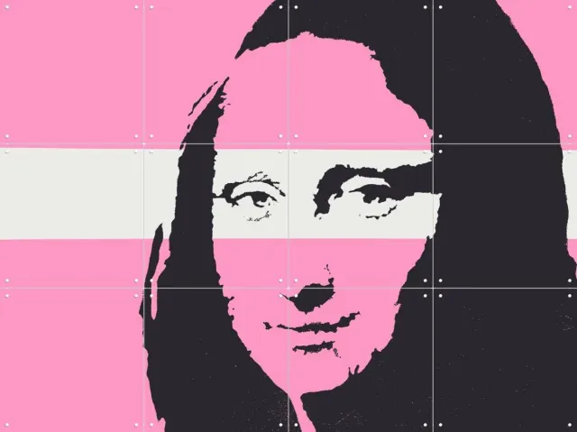 IXXI Mona Lisa, Banksy - 80 x 60 cm - Grote wanddecoratie en posters - Pop art, Kleurrijk, Street art, Grafisch Ontwerp, Mancave, Slaapkamer Roze