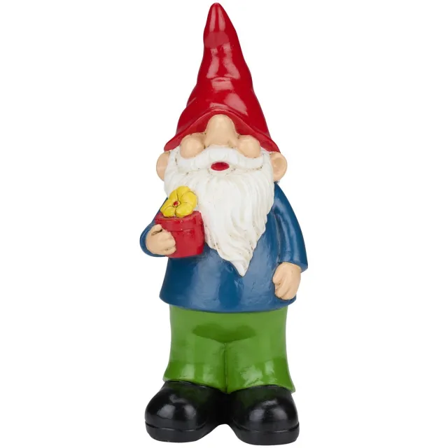 arti casa Gnome Red Cap - Kunststof Tuinbeeld Kabouter met Rode Muts - Decoratief Tuinornament - Weerbestendig - 27,7 x 10,5 x 8 cm - Zwart, Groen en Wit - Cadeau voor Tuinliefhebbers