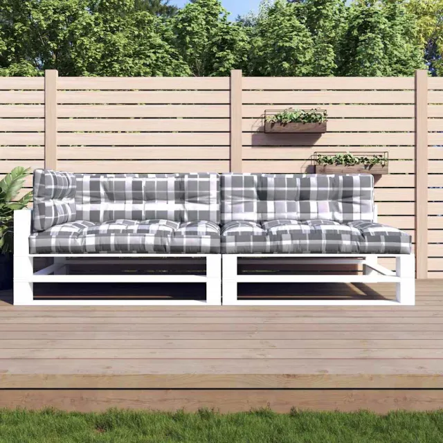 vidaXL Palletkussens 5 st stof ruitpatroon grijs Meerkleurig
