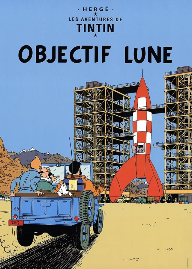 Hergé - Moulinsart - Kuifje Kuifje - Poster - Raket naar de maan - Objectif Lune - 50x70cm - Officiele Kuifje - Moulinsart Poster Multi