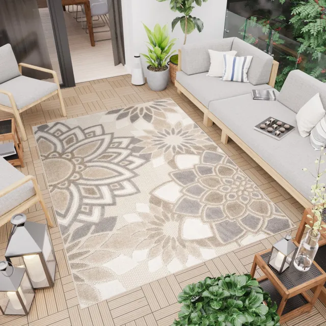 Tapiso Patio Beige Tuintapijt Buitenkleed Buiten Outdoor Modern Creme 2