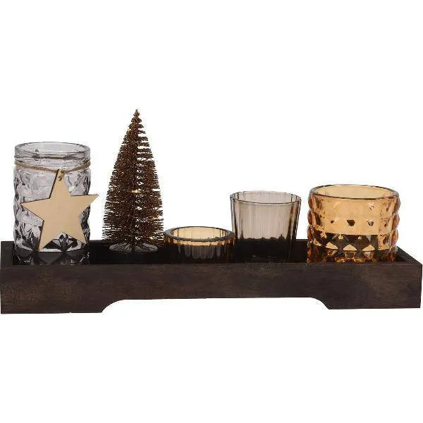 Home & Styling Collection kerst theelichthouder (6 stuks) Geel