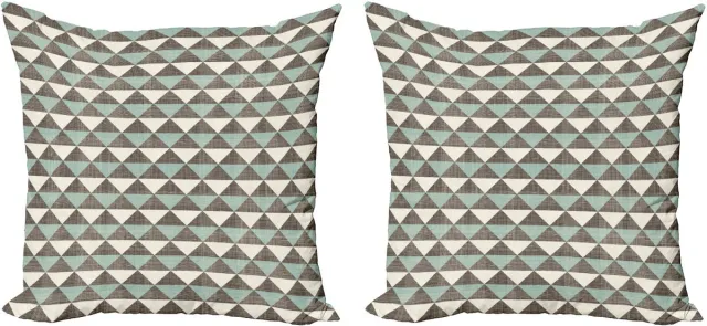 ABAKUHAUS Geometrische decoratieve kussenhoez 2-pack, kubistische driehoek 50x50 cm, amandelgro zwart, grijs