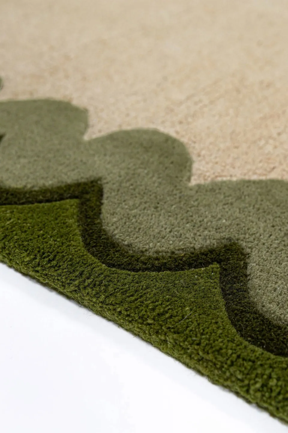 Flair Rugs Wiggle Border wollen vloerkleed olijfgroen, foto 3