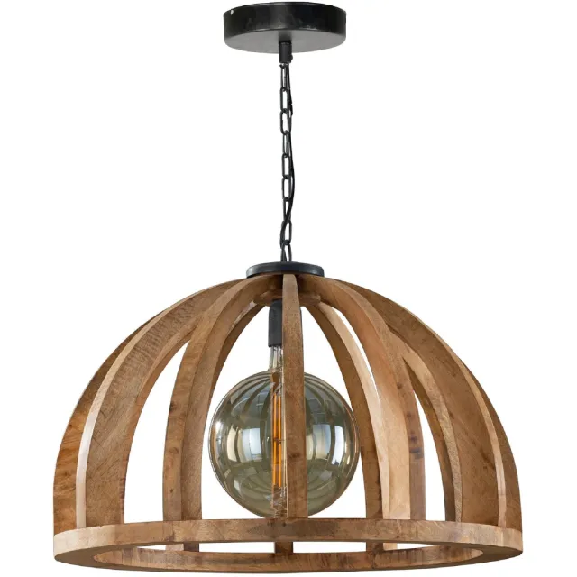 Nest of Nora Hanglamp Lenrik - 1-lichts - Houten armatuur - Massief mango Bruin