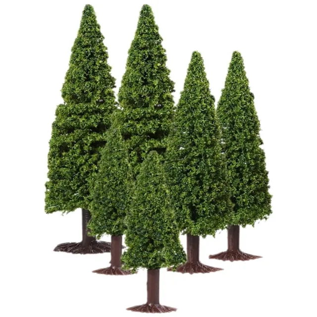 Unyqoos Set van 6 realistische miniatuur modelbomen voor creatieve landschapsontwerpen groen