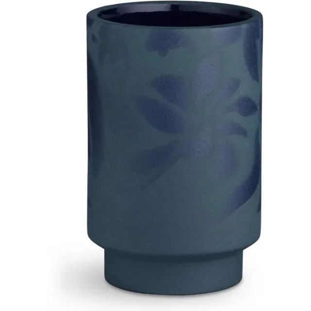 Kähler Design Kabell Vaas - Bloem motief - Hoogte 12,5 cm - Indigo Blauw