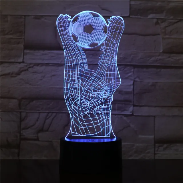 MC Living 3D Led Lamp Met Gravering - RGB 7 Kleuren - Krokodil Voetbal