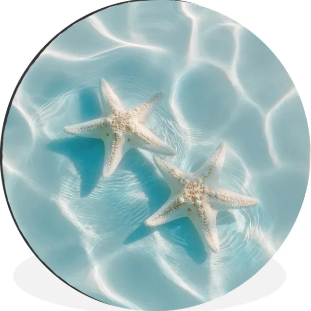 WallCircle Wandcirkel - Muurcirkel - Zeesterren - Golvend water - Rustgevend - Aluminium - Dibond - 60x60 cm - Binnen en Buiten