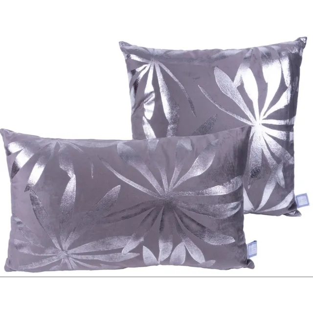 Padiro sierkussenset - 2-delige set - 30 x 50 cm - Grafiet / Grijs / Zilverkleurig - Polyester