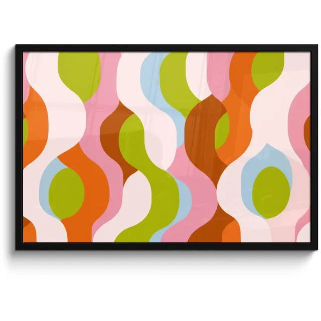 FrameYourWall Poster in lijst - Fotolijst 90x60 cm - Posters - Abstract - Vormen - Roze - Posterlijst zwart - Decoratie - Wanddecoratie woonkamer - Muurdecoratie slaapkamer
