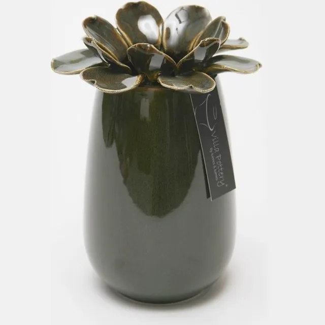 Villa Pottery Madelief vaas Groen Reactief 14 x 20