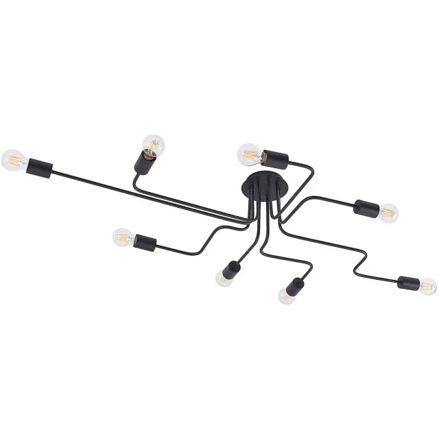 Lindby plafondlamp - 8lichts - ijzerstaal - H: 20 cm - E27 - zwart