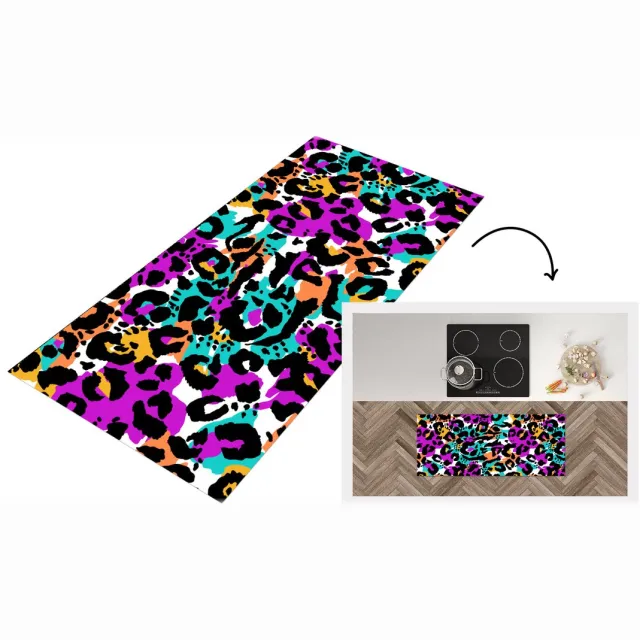 KitchenYeah Keukenloper - Loper keuken - Regenboog - Panter - Patronen - Keukenloper vinyl Multicolor