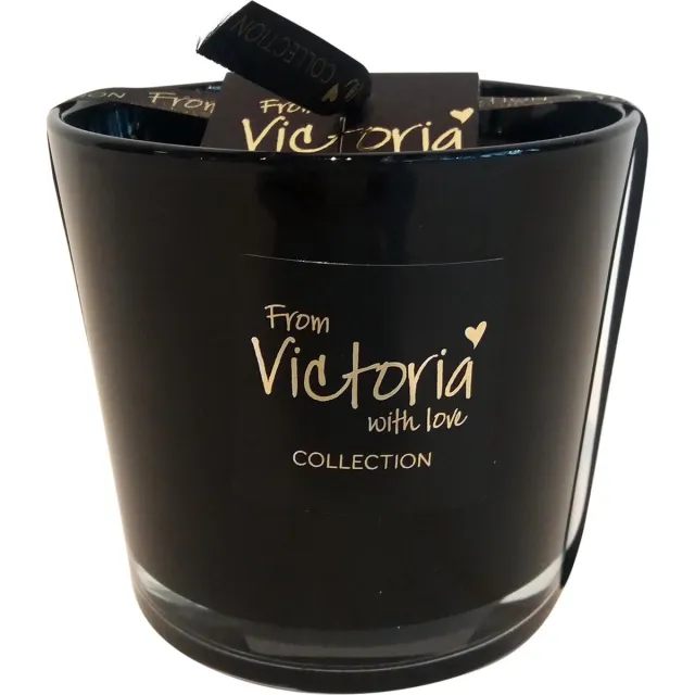 VICTORIA WITH LOVE Kaars - Geurkaars - Glossy Black - Small - Glas - Indoor ZWART