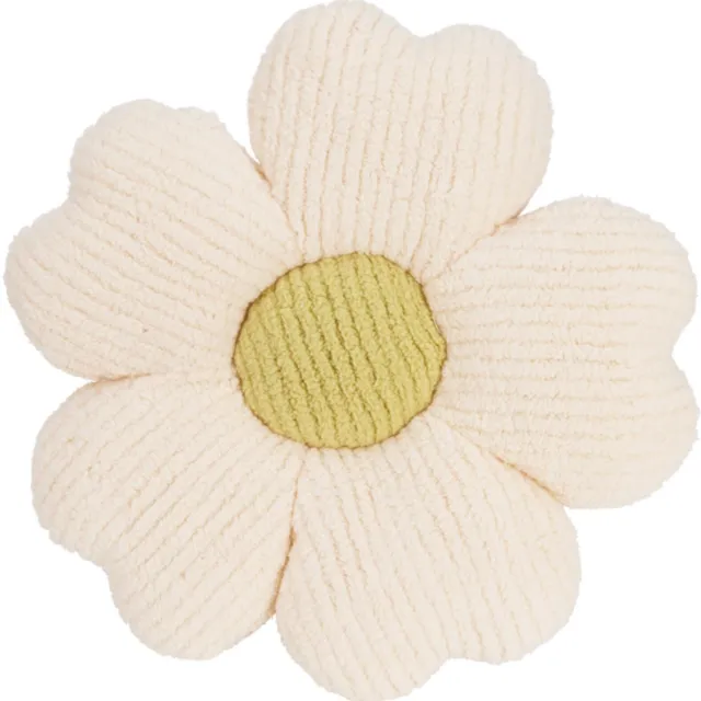 Home & Styling Sierkussen Bloem in ribfluweel - Ø38cm - Wit