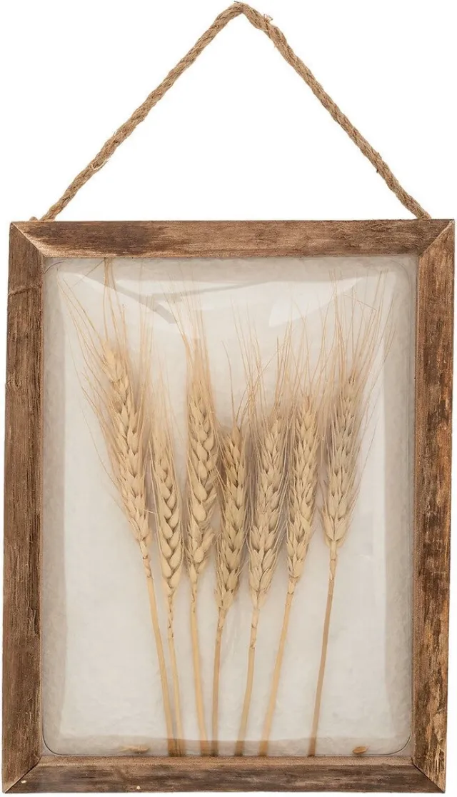 Atmosphera Jonas Wanddecoratie fotokader met tarwe - 20x7x35cm - Bruin