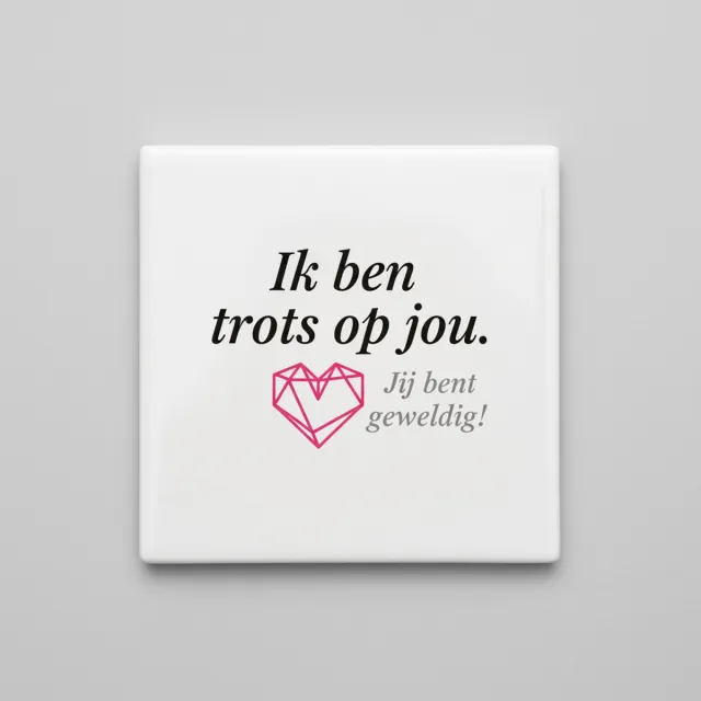 Nevolis Inspirerende Liefdesquote Keramische Tegel “Ik ben trots op jou” – Motiverend Cadeau met Hartdesign, Moderne Woondecoratie Tegel 15 x 15 cm Multi Color