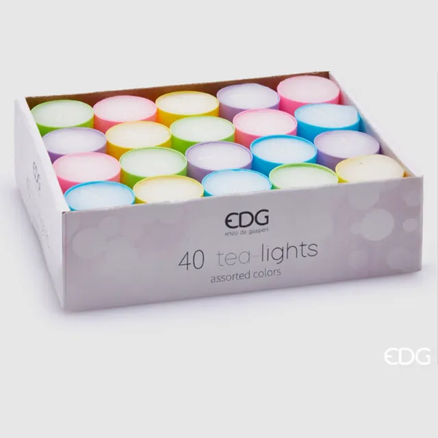 EDG - Enzo De Gasperi EDG Enzo De Gasperi - Set van 40 stuks theelichtjes 3cm pastelkleuren 5 soorten - Pasen multicolor