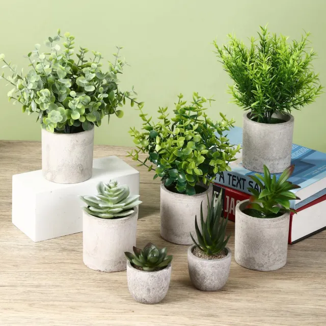 Unyqoos Set van 7 decoratieve kunstplanten voor woonkamer, slaapkamer en kantoor, groente, 30cm, 7 stuks