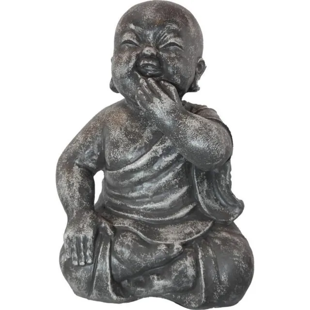 Sense Lagende Boddha -Happy shaolin- Lagende Monnik - Zittend Buddha - Tuinbeeld - Woonkamer beeld - Vensterbank - Balkon buddha grijs Grijs ( donker grijs)