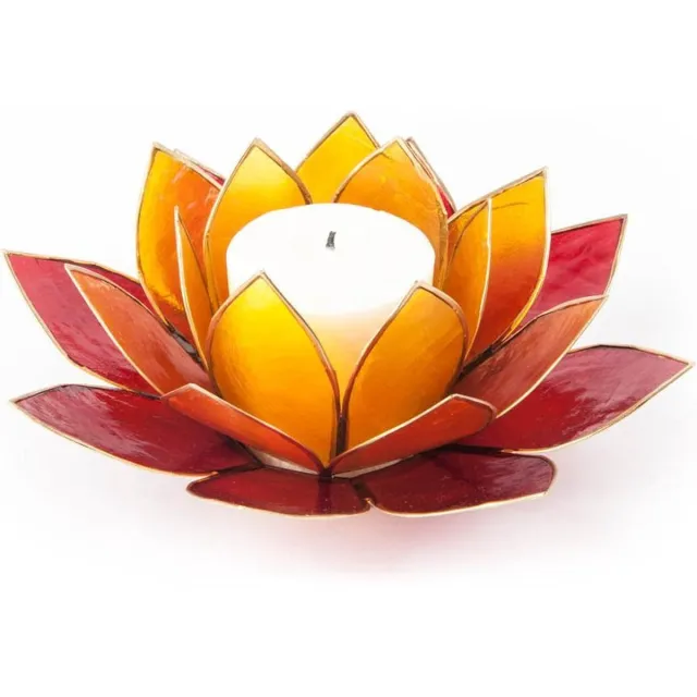 Phoenix Import Mani Bhadra Lotus sfeerlicht 3-kleurig goudrand (Ø 13.5 cm)