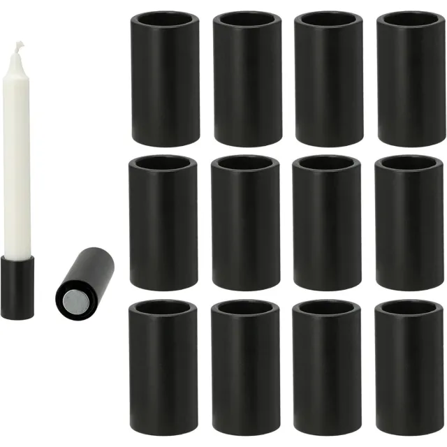 Novaliv 12x kaarsenhouder magnetisch ZWART 2,8x7,5cm Kerstdecoratieve schaal kaarsenhouder magneet kaarsenhouder tafelkaarsen kaarsenhouder tafeldecoratie Adventskrans kaarsenhouder woonkamerdecoratie