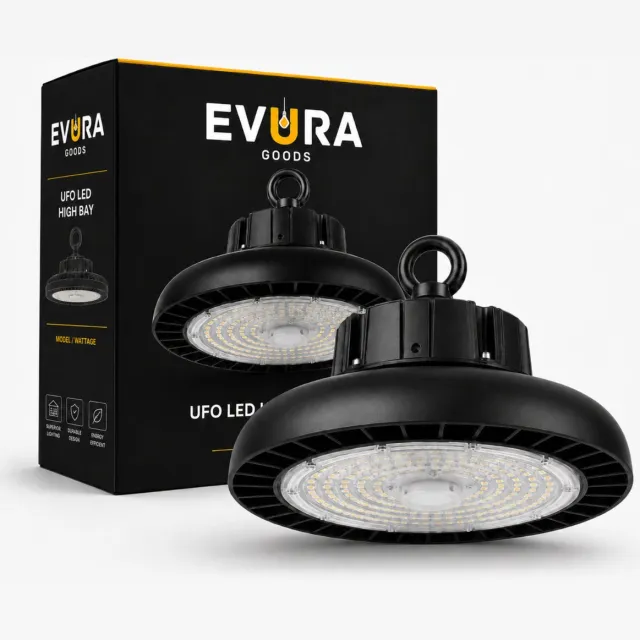 Evura Goods UFO LED High Bay - 100W - 4000K - IP65 - Dimbaar - 18000 lumen zwart