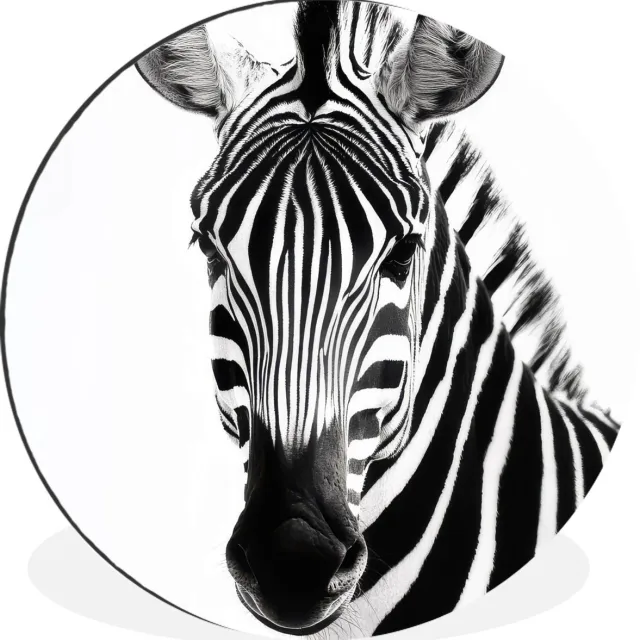 WallCircle Wandcirkel - Muurcirkel - Zebra - Close-up - Zwart - Strepen - Aluminium - Dibond - 90x90 cm - Binnen en Buiten