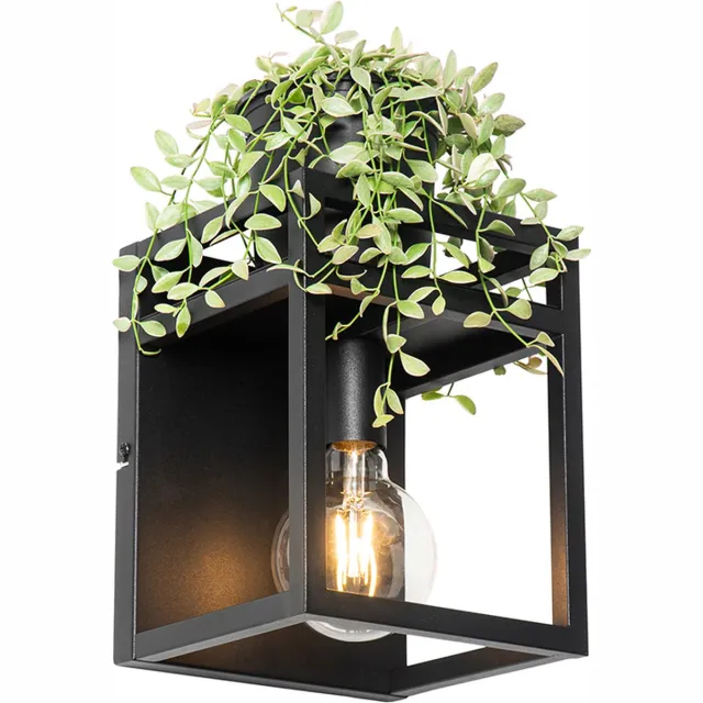 QAZQA cage rack - Industriele Dimbare LED Smart Wandlamp incl. wifi met Dimmer voor binnen - 1 lichts - D 18 cm - Zwart - Industrieel - Woonkamer | Slaapkamer | Keuken Zwart Smart LED