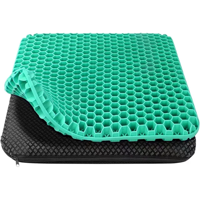Gelkussen - Gel Zitkussen - Gelkussen Zitten - Stuitkussen - Wigkussen - Stoelkussen - Orthopedisch - Traagschuim Kussen - 43 x 39 x 4 cm - Groen - van Imperatoris
