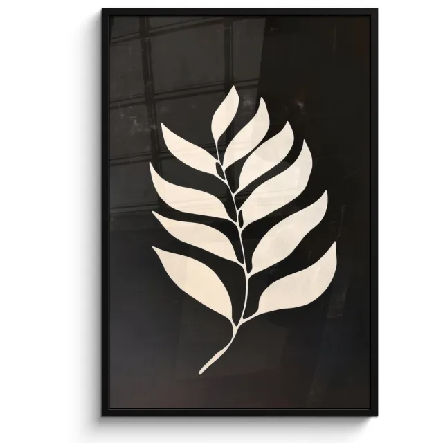 FrameYourWall Poster in lijst - Fotolijst 80x120 cm - Posters - Blad - Wit - Minimalistisch - Posterlijst zwart - Decoratie - Wanddecoratie woonkamer - Muurdecoratie slaapkamer