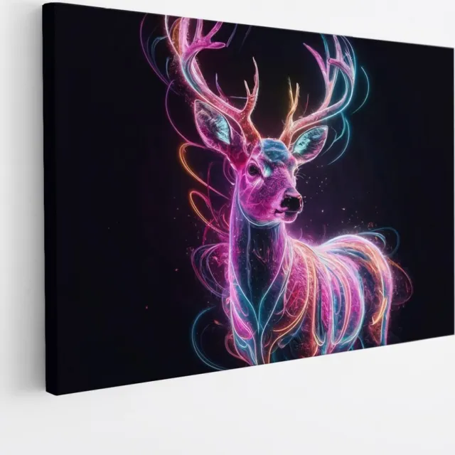 Saammp Canvas Schilderij - Abstract Kleurrijk Hert - Natuur - Dieren - 30x20 - Foto op canvas - Wanddecoratie - Muurdecoratie Woonkamer - Slaapkamer decoratie - Canvas Print Multicolor