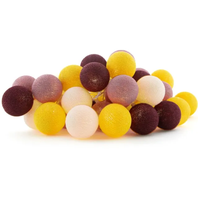 Cotton Ball Lights LED lichtslinger voor binnen - Handgemaakt en Fairtrade - 50 lampjes - Autumn