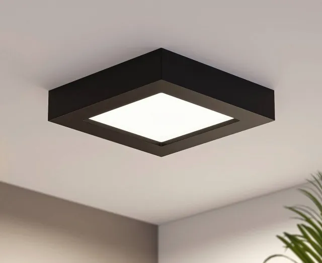 PRIOS LED plafondlamp - CCT - 1licht - Polycarbonaat, aluminium - H: 3.45 cm - zwart, wit - Inclusief lichtbron